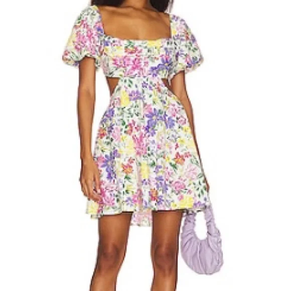 REVOLVE Clarita Dress Pink & Yellow Multi Floral - Picture 1 of 5